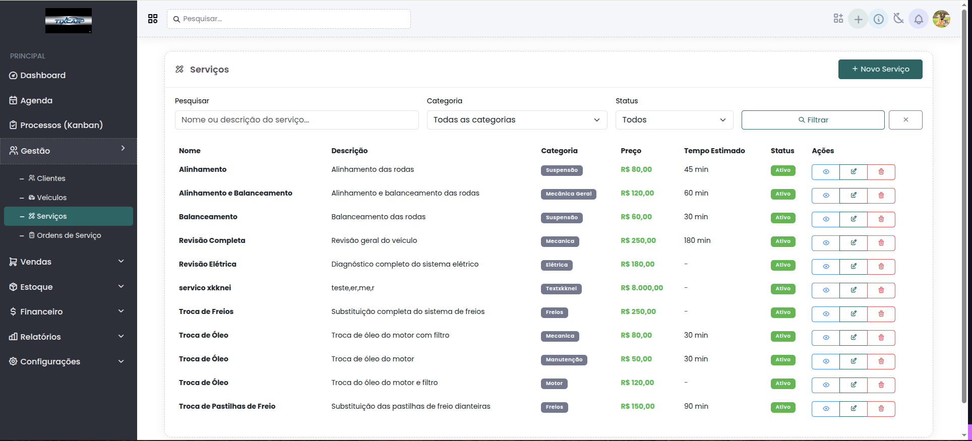Gerenciamento de Serviços